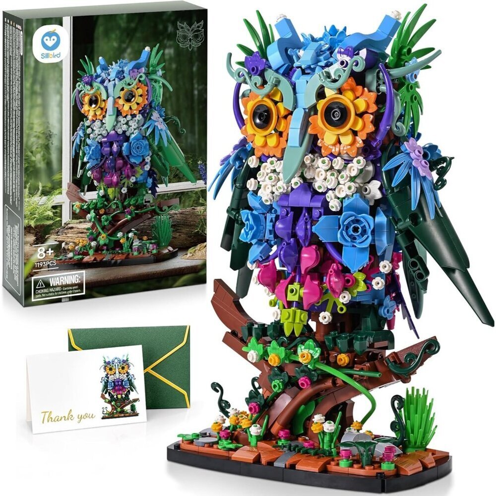 Kids Green Sillbird Owl Animal Flower Valentines Day Home Decor Building Toy Set